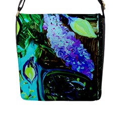 Lilac And Lillies 1 Flap Messenger Bag (l)  by bestdesignintheworld