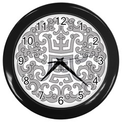 Chinese Traditional Pattern Wall Clocks (black) by Nexatart