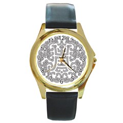 Chinese Traditional Pattern Round Gold Metal Watch by Nexatart