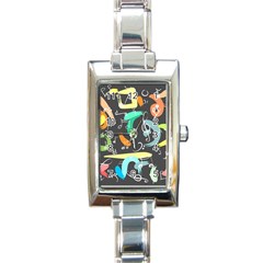 Repetition Seamless Child Sketch Rectangle Italian Charm Watch by Nexatart