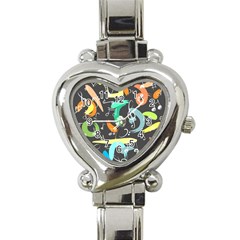 Repetition Seamless Child Sketch Heart Italian Charm Watch by Nexatart