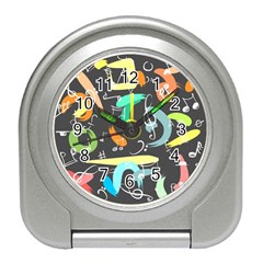 Repetition Seamless Child Sketch Travel Alarm Clocks by Nexatart