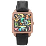 Repetition Seamless Child Sketch Rose Gold Leather Watch  Front