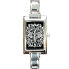 Ornate Hindu Elephant  Rectangle Italian Charm Watch by Valentinaart