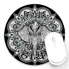 Ornate Hindu Elephant  Round Mousepads by Valentinaart