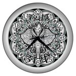 Ornate Hindu Elephant  Wall Clocks (Silver)  Front