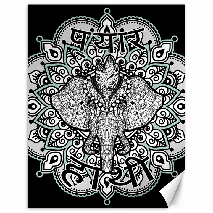 Ornate Hindu Elephant  Canvas 12  x 16  