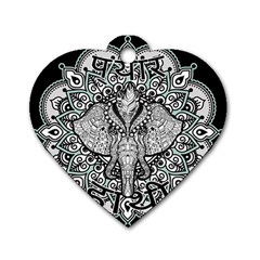 Ornate Hindu Elephant  Dog Tag Heart (two Sides) by Valentinaart