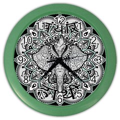 Ornate Hindu Elephant  Color Wall Clocks by Valentinaart