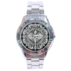 Ornate Hindu Elephant  Stainless Steel Analogue Watch by Valentinaart