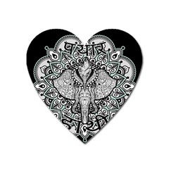 Ornate Hindu Elephant  Heart Magnet by Valentinaart