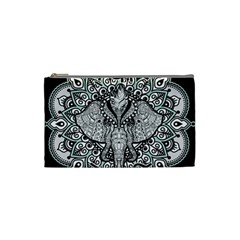 Ornate Hindu Elephant  Cosmetic Bag (small)  by Valentinaart