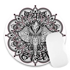 Ornate Hindu Elephant  Round Mousepads by Valentinaart