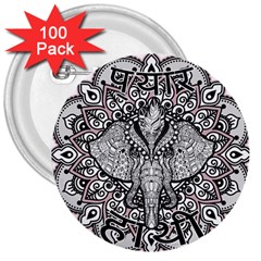 Ornate Hindu Elephant  3  Buttons (100 Pack)  by Valentinaart