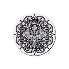 Ornate Hindu Elephant  Rubber Round Coaster (4 Pack)  by Valentinaart