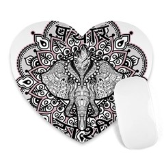 Ornate Hindu Elephant  Heart Mousepads by Valentinaart