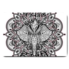 Ornate Hindu Elephant  Large Doormat  by Valentinaart