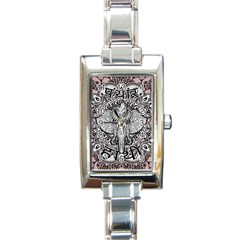 Ornate Hindu Elephant  Rectangle Italian Charm Watch by Valentinaart