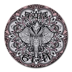 Ornate Hindu Elephant  Round Mousepads by Valentinaart