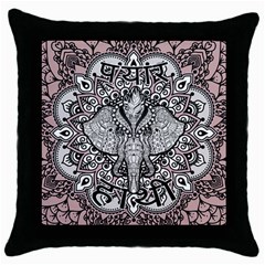 Ornate Hindu Elephant  Throw Pillow Case (black) by Valentinaart