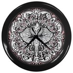 Ornate Hindu Elephant  Wall Clocks (Black) Front