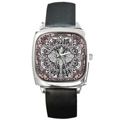 Ornate Hindu Elephant  Square Metal Watch by Valentinaart