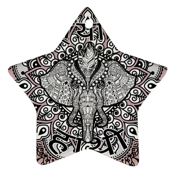 Ornate Hindu Elephant  Star Ornament (Two Sides)