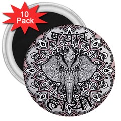 Ornate Hindu Elephant  3  Magnets (10 Pack)  by Valentinaart