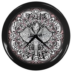 Ornate Hindu Elephant  Wall Clocks (black) by Valentinaart