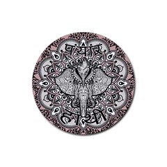 Ornate Hindu Elephant  Rubber Coaster (round)  by Valentinaart