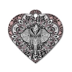 Ornate Hindu Elephant  Dog Tag Heart (one Side) by Valentinaart