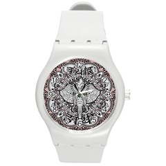 Ornate Hindu Elephant  Round Plastic Sport Watch (m) by Valentinaart