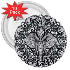 Ornate Hindu Elephant  3  Buttons (10 Pack)  by Valentinaart