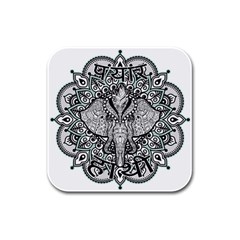 Ornate Hindu Elephant  Rubber Square Coaster (4 Pack)  by Valentinaart