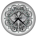 Ornate Hindu Elephant  Wall Clocks (Silver)  Front