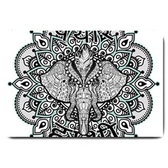 Ornate Hindu Elephant  Large Doormat  by Valentinaart