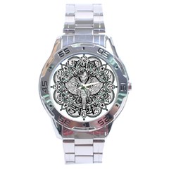 Ornate Hindu Elephant  Stainless Steel Analogue Watch by Valentinaart