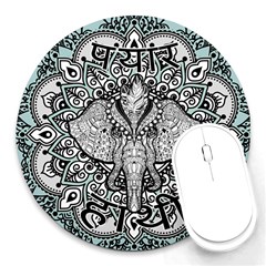 Ornate Hindu Elephant  Round Mousepads by Valentinaart