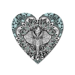 Ornate Hindu Elephant  Heart Magnet by Valentinaart