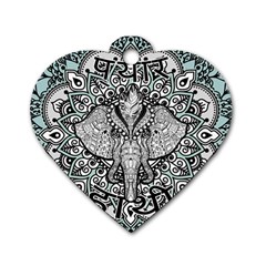 Ornate Hindu Elephant  Dog Tag Heart (two Sides) by Valentinaart