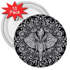 Ornate Hindu Elephant  3  Buttons (10 Pack)  by Valentinaart