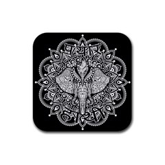 Ornate Hindu Elephant  Rubber Coaster (square)  by Valentinaart