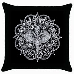 Ornate Hindu Elephant  Throw Pillow Case (black) by Valentinaart