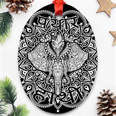 Ornate Hindu Elephant  Oval Ornament (two Sides) by Valentinaart