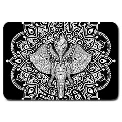 Ornate Hindu Elephant  Large Doormat  by Valentinaart