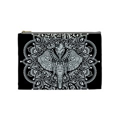 Ornate Hindu Elephant  Cosmetic Bag (medium)  by Valentinaart