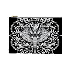 Ornate Hindu Elephant  Cosmetic Bag (large)  by Valentinaart