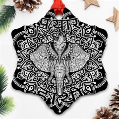 Ornate Hindu Elephant  Snowflake Ornament (two Sides) by Valentinaart