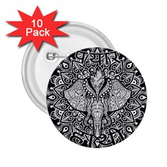 Ornate Hindu Elephant  2 25  Buttons (10 Pack)  by Valentinaart