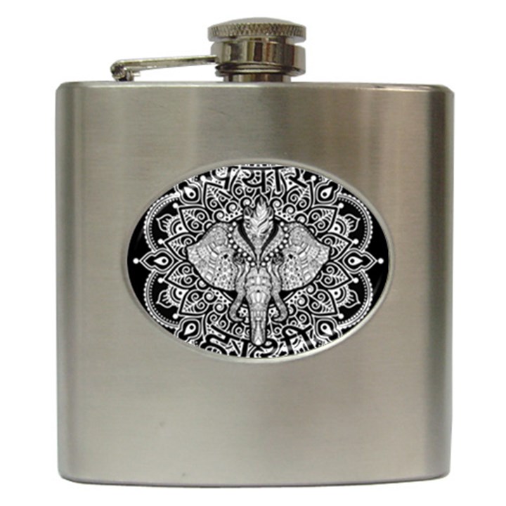 Ornate Hindu Elephant  Hip Flask (6 oz)